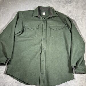 Vintage Codet Wool Shirt Jacket Men's Size Medium Tall Outdoor Heavyweight Green